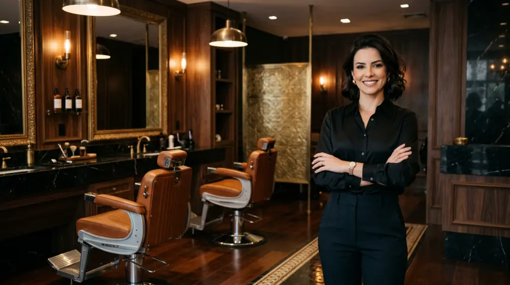 Dona de barbearia no seu salão
